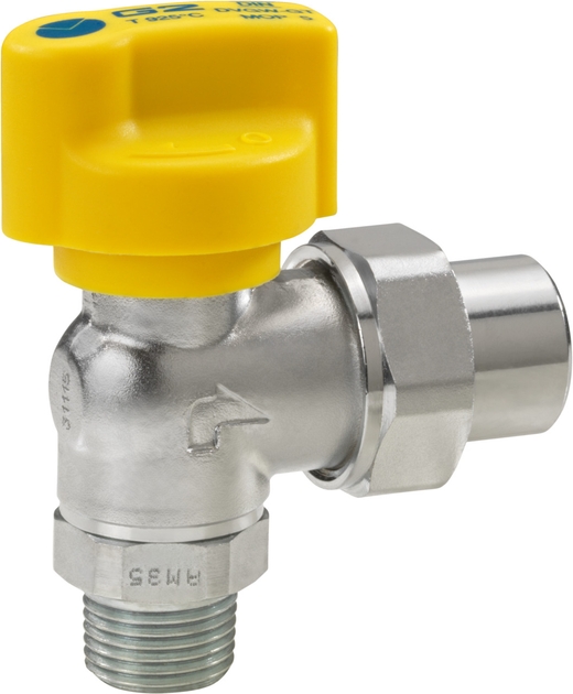 Eck-Kugelhahn mit TAE PS5bar AG R 1/2 x IG Rp 1/2