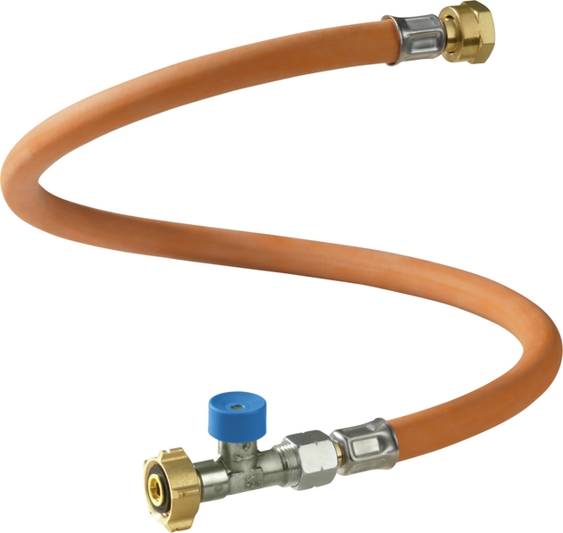 GOK Caramatic ConnectDrive – Hochdruck-Schlauchleitung 450 mm mit Schlauchbruchsicherung SBS für französische Gasflaschen (Shell-F x M20x1,5), für den Fahrbetrieb geeignet