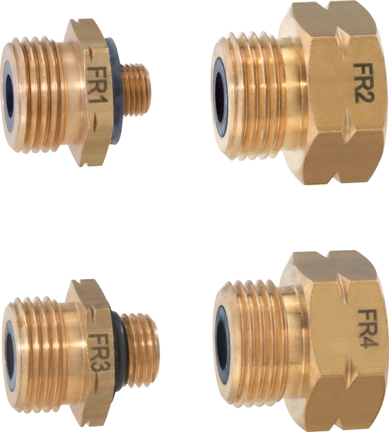 GOK Euro-Set CH/FR – Adapter-Set zum Anschluss von Shell-F-Druckreglern (Standard Frankreich/Schweiz) an europäische Gasflaschen, ideal für die Europareise