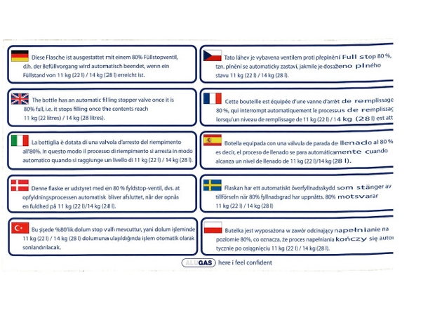 ALUGAS Mehrsprachenaufkleber